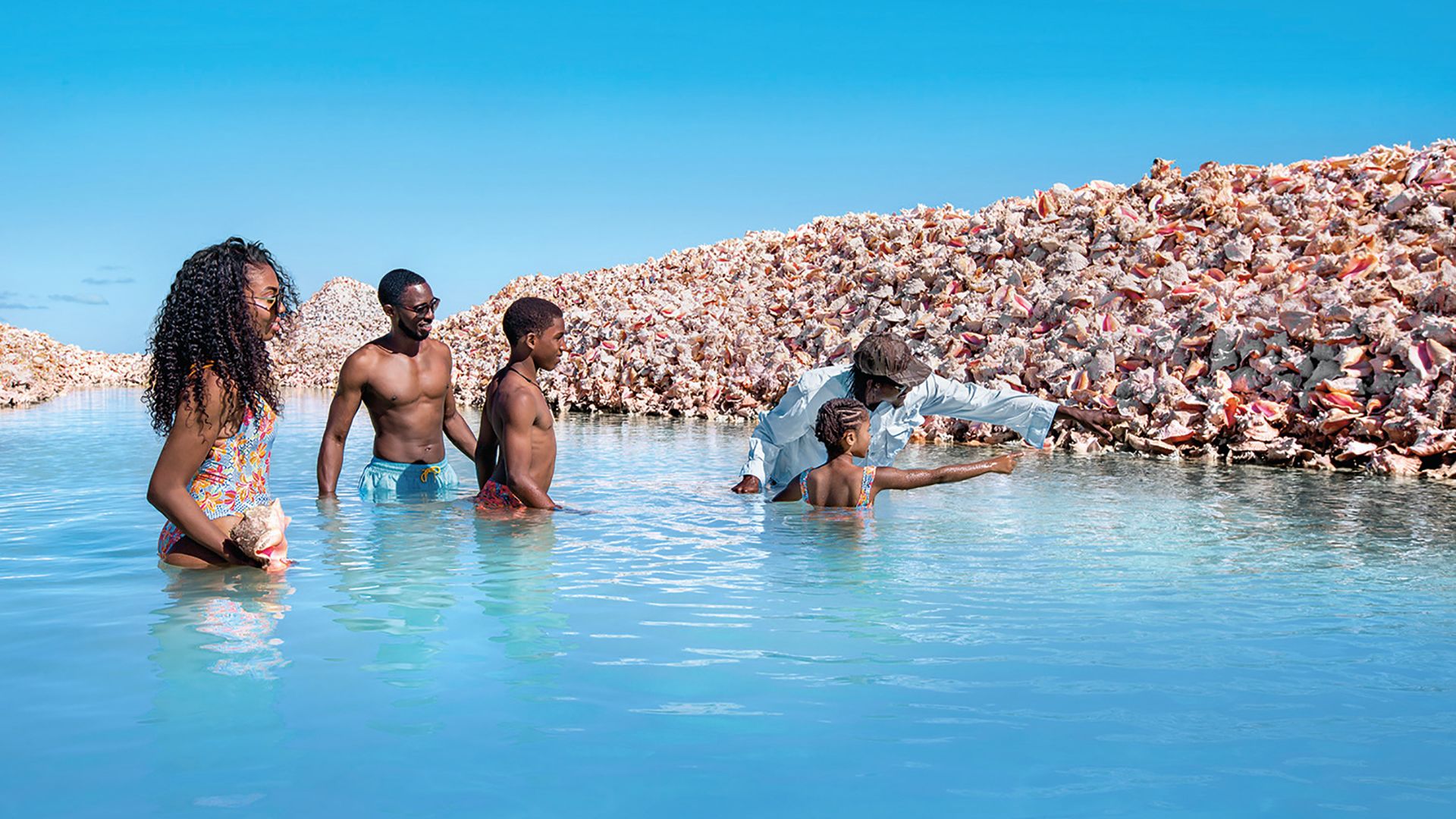 A Group Of People Swimming In The Water